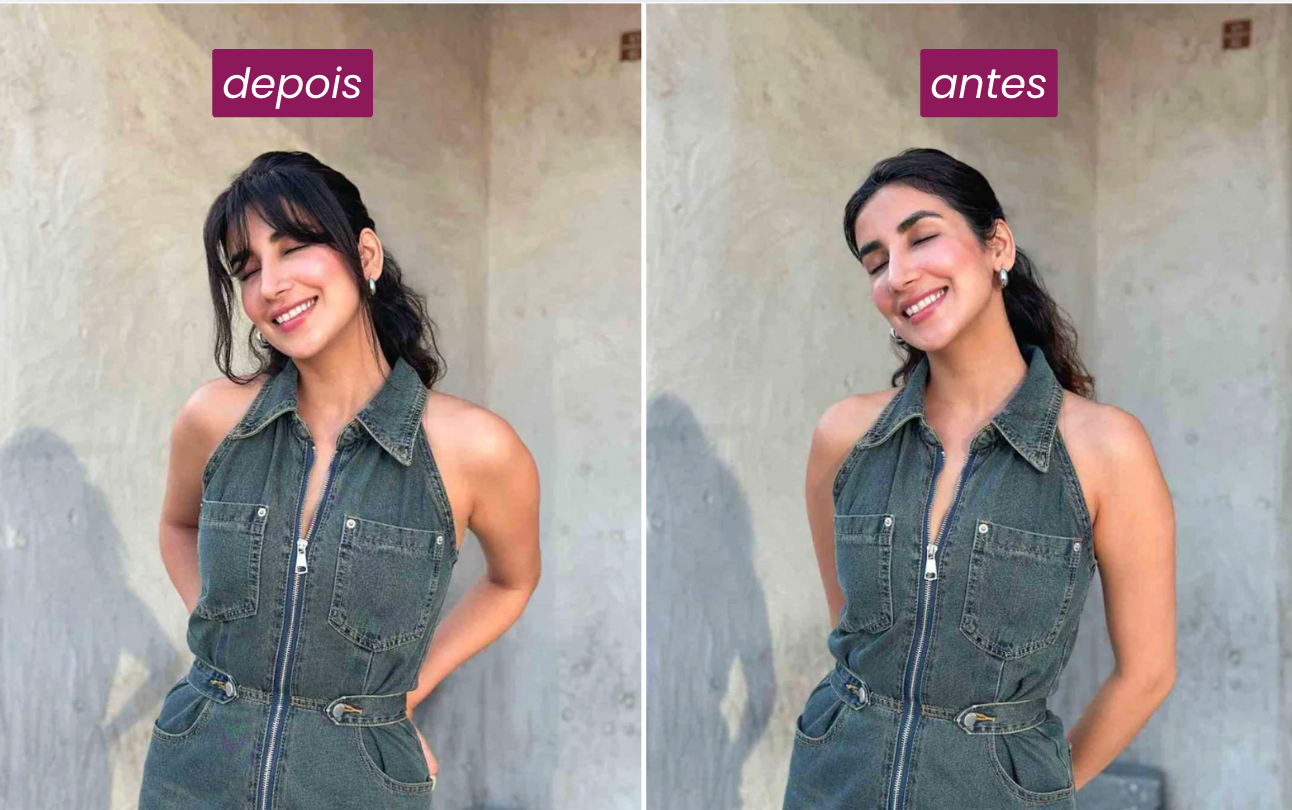 Aplique Franja Frontal - antes depois