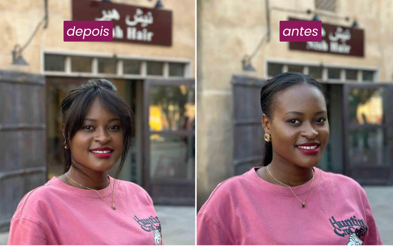 Aplique Franja Frontal - antes depois