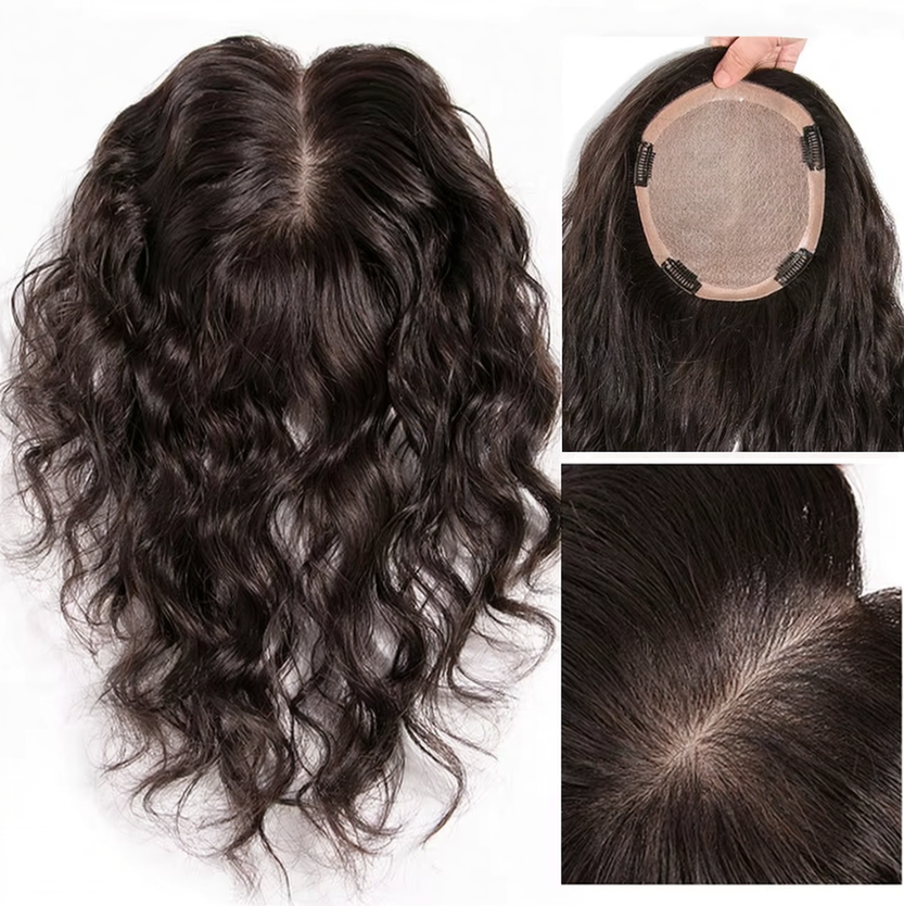Aplique Topo de Cabeça Cacheado - Fibra Orgânica (Para Alopecia, Falhas, Cabelos Ralos e com Queda)