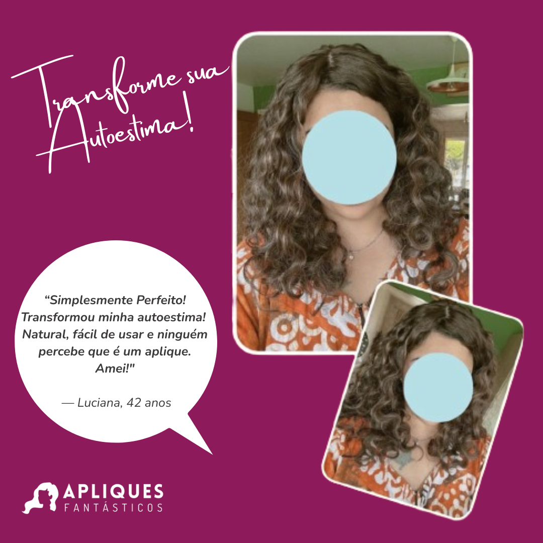Aplique Topo de Cabeça Cacheado - Fibra Orgânica (Para Alopecia, Falhas, Cabelos Ralos e com Queda) Depoimento