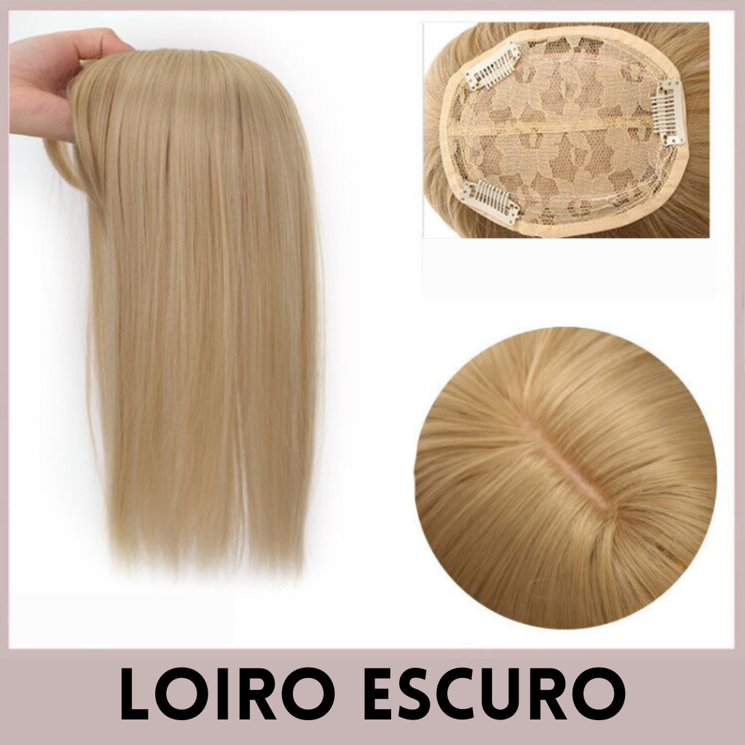 Aplique Topo de Cabeça - Fibra Orgânica (Para Alopecia, Falhas, Cabelos Ralos e com Queda) Loiro Escuro